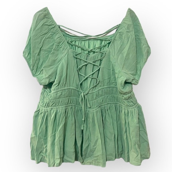 TORRID Washable Crinkle Gauze Cris Cross Back Top NWT - Picture 4 of 6